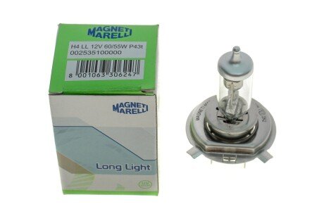 Лампа фарная H4 12V 60/55W P43t magneti Marelli 002535100000