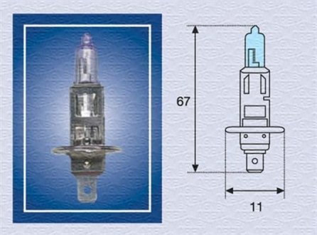 Лампа накаливания H1 12V 55W P14,5s BLUE LIGHT (пр-во) magneti Marelli 002601100000