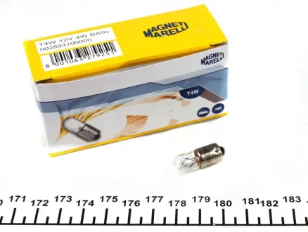 Лампа накаливания T4W 12V 4W BA9s (пр-во) Magneti Marelli 002893100000