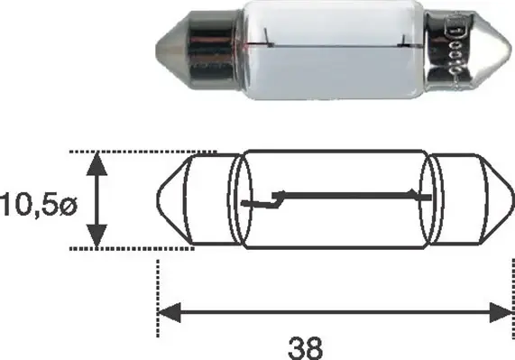 Лампа вспомогат. освещения C10W 12V SV8.5-8 (10,5x38) (пр-во) Magneti Marelli 009461100000 (фото 1)