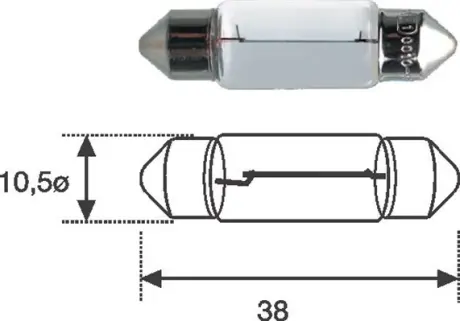 Лампа вспомогат. освещения C10W 12V SV8.5-8 (10,5x38) (пр-во) Magneti Marelli 009461100000
