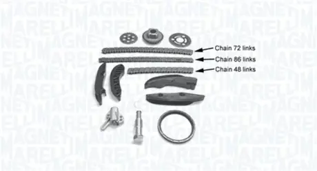 MAGNETI MARELLI BMW К-кт цепи ГРМ (ланцюг 3шт, заспокоювачі 4 шт, натягувачі 2шт, шестерні 3шт. сальник) E90/F30/F10/F01/F15 3.0d Magneti Marelli 341500001390