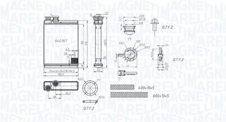 Радиатор печки (отопителя) magneti Marelli 350218486000 на Ситроен С3