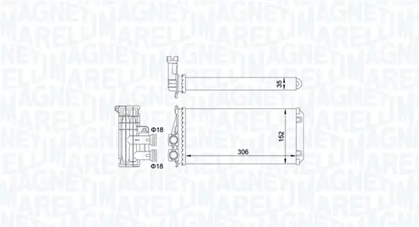 MAGNETI MARELLI CITROEN радіатор опалення DS5,Peugeot 3008/5008 09- Magneti Marelli 350218435000 (фото 1)