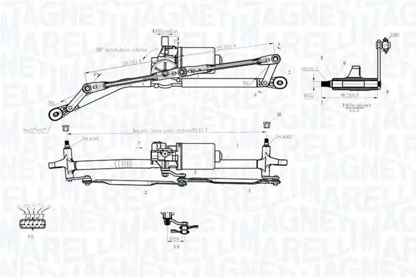 MAGNETI MARELLI FIAT привід склоочисника з мотором PUNTO II 99- Magneti Marelli 064012001011 (фото 1)