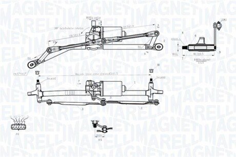 FIAT привід склоочисника з мотором PUNTO II 99- magneti Marelli 064012001011 на Фиат Пунто 2