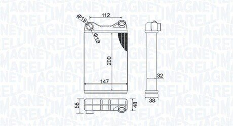 Радиатор печки (отопителя) magneti Marelli 350218456000 на Фиат Пунто 2