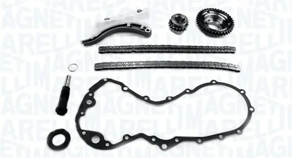 MAGNETI MARELLI FORD К-кт ланцюга ГРМ (2 ланцюга+2 шт. напрямна+ 2 шестерні+ натягувач + сальник + прокладка) Fiesta,Focus,Galaxy 1.8TDCI/DI 98- Magneti Marelli 341500001110 (фото 1)