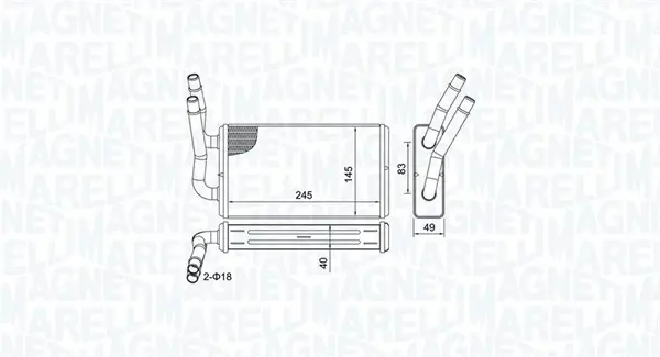 MAGNETI MARELLI FORD радіатор обігрівача Transit 2,2-3,2TDCi 06- Magneti Marelli 350218450000 (фото 1)