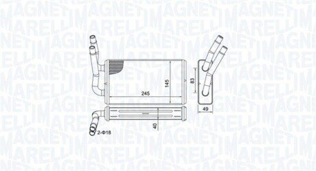 Радиатор печки (отопителя) magneti Marelli 350218450000 на Форд Транзит 6