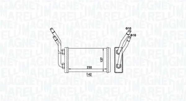 MAGNETI MARELLI FORD радіатор опалення Transit 00- Magneti Marelli 350218468000 (фото 1)