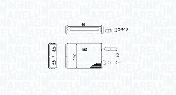 MAGNETI MARELLI FORD радіатор опалення Transit -00 задн. Magneti Marelli 350218476000 (фото 1)