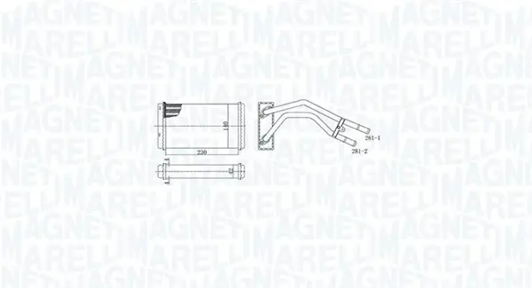 MAGNETI MARELLI FORD радіатор опалення з кондиціонером Transit 94- Magneti Marelli 350218477000 (фото 1)