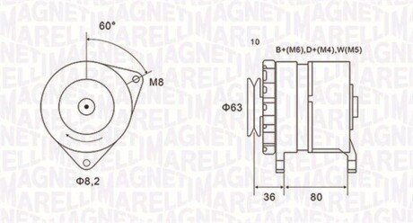 Генератор FORD FIESTA II -93 magneti Marelli 063735060010