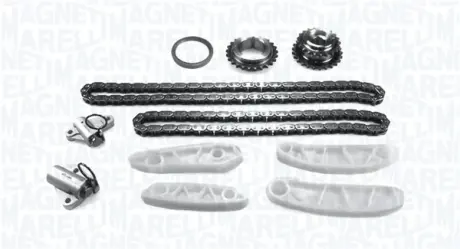 MAGNETI MARELLI HYUNDAI К-т ланцюга ГРМ (ланцюг 2шт., натягувачі 2 шт., зіроочки 2 шт., заспокоювачі 4шт, сальник) Santa FE, Tucson, ix35, 2.0-2.2CRDI 10-, KIA SORENTO II (XM) 2.2 CRDi 09-15 Magneti Marelli 341500001300
