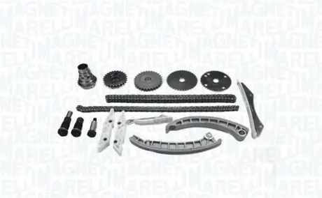 MAGNETI MARELLI К-кт ланцюга ГРМ (2 ланцюга+6 шт. напрямних+ 2 натягувача+5 шестерень+болт+прокладка) IVECO Daily IV, CITROEN Jumper 3.0HDI 06- Magneti Marelli 341500000760