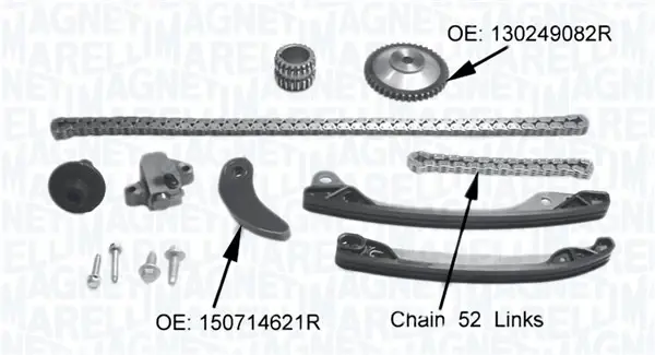 MAGNETI MARELLI К-т ланцюга ГРМ RENAULT Captur Clio Twingo 0,9 12-, DACIA Sandero, Logan magneti marelli 341500001360