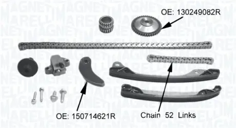 MAGNETI MARELLI К-т ланцюга ГРМ RENAULT Captur Clio Twingo 0,9 12-, DACIA Sandero, Logan magneti marelli 341500001360