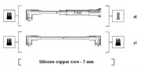 MAGNETI MARELLI К-т высоковольтных проводов (7шт.) BMW 320/323/520 87- Magneti Marelli 941075040546