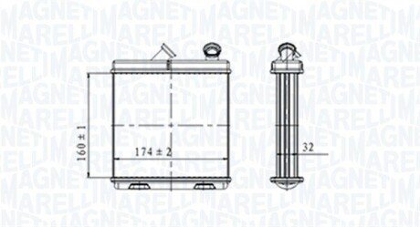 Радиатор печки (отопителя) magneti Marelli 350218465000 на Опель Сенатор б