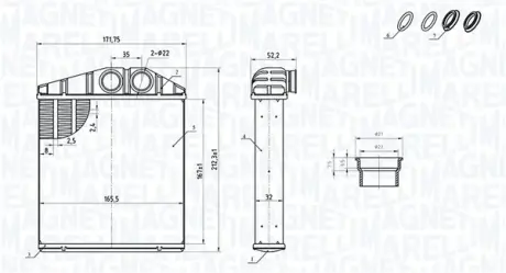 MAGNETI MARELLI OPEL теплообмінник салону Combo 01- magneti marelli 350218419000