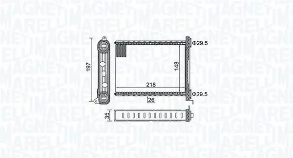 MAGNETI MARELLI RENAULT радіатор опалення Fluence,Grand Scenic III,Megane III,Trafic III,Opel Vivaro B,Fiat,Nissan NV300 14- magneti marelli 350218464000