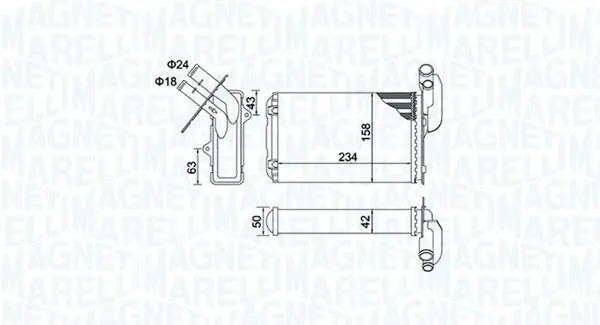 MAGNETI MARELLI RENAULT радіатор опалення R19 I,II,Clio I, Magneti Marelli 350218405000 (фото 1)