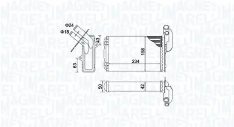 MAGNETI MARELLI RENAULT радіатор опалення R19 I,II,Clio I, Magneti Marelli 350218405000