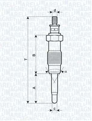 MAGNETI MARELLI Свеча накала BRAVO/A,PUNTO,LANCIA, ALFA,MAREA [] Magneti Marelli 062500300304 (фото 1)