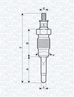 Свеча накала Renault Clio,Megane 1.9D magneti Marelli 062900016304