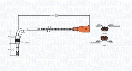 VW Датчик температуры отработанных газов T5 2,5TDI magneti Marelli 172000041010