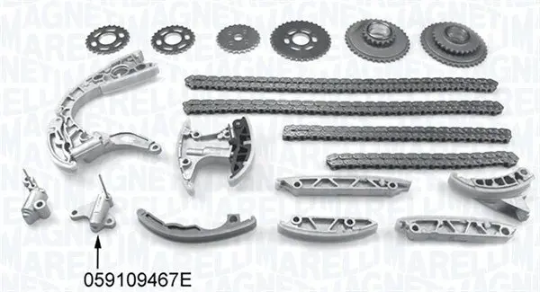 MAGNETI MARELLI VW К-т ланцюга ГРМ (4ланцюга+2натяжителя+7успокоителей+6 звездочек) Touareg 3.0TDI 04-, AUDI A4/A5/A6/Q5/Q7 2,7-3,0TDI magneti marelli 341500001180