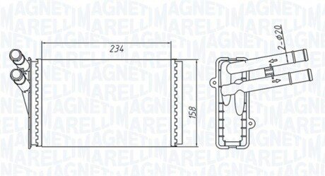 VW радіатор пічки Passat 96- AUDI 80/A4 magneti Marelli 350218409000