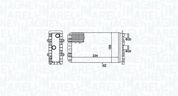 MAGNETI MARELLI VW радіатор пічки T4 90- задн. Magneti Marelli 350218475000 (фото 1)
