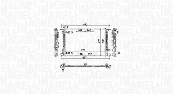 Радиатор охлаждения двигателя magneti marelli 350213152100