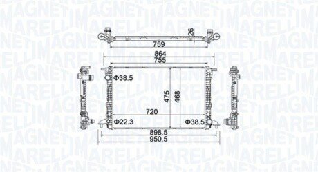 Радіатор охолодження двигуна magneti Marelli 350213154900