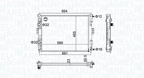 Радиатор охлаждения двигателя magneti marelli 350213160600