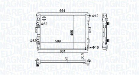 Радиатор охлаждения двигателя magneti Marelli 350213160600 на Рено Сценик 2