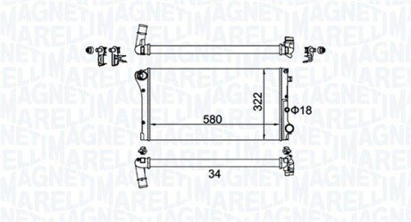 Радіатор охолодження двигуна magneti Marelli 350213161500 на Фиат Панда