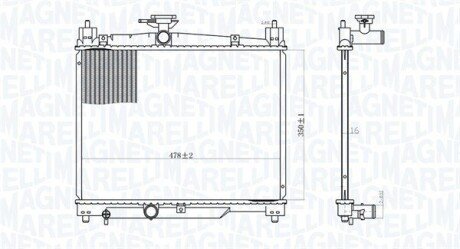 Радіатор охолодження двигуна magneti Marelli 350213164800 на Тойота Ярис
