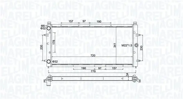 Радиатор охлаждения двигателя magneti marelli 350213174600