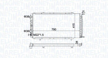 Радиатор охлаждения двигателя magneti Marelli 350213180900 на Фиат Дукато 230