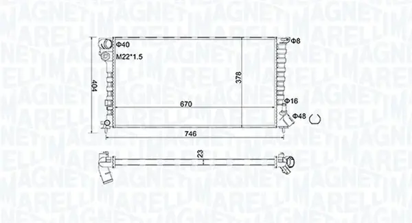 Радіатор охолодження двигуна Magneti Marelli 350213186600 (фото 1)