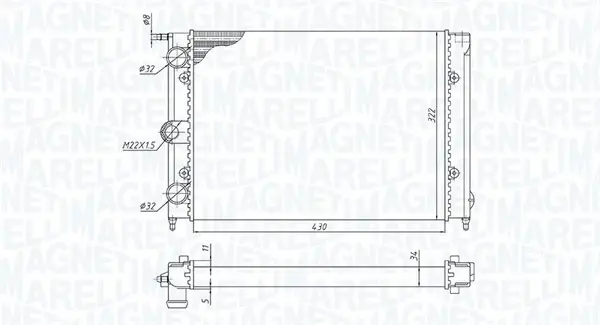 Радиатор охлаждения двигателя magneti marelli 350213187300