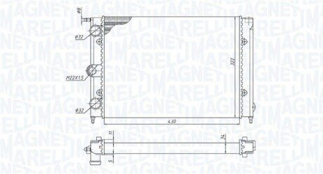 Радиатор охлаждения двигателя magneti Marelli 350213187300 на Фольксваген Поло седан