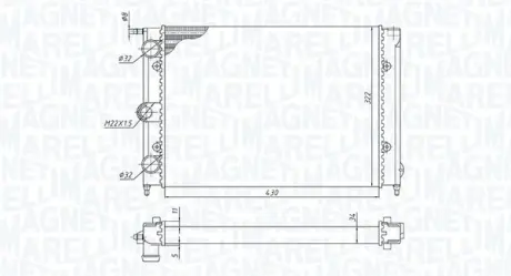 Радиатор охлаждения двигателя magneti marelli 350213187300 Фольксваген Джетта 2