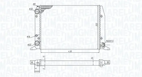 Радиатор охлаждения двигателя magneti marelli 350213188800