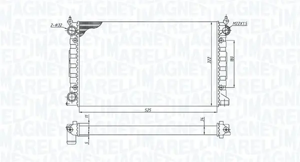 Радиатор охлаждения двигателя magneti marelli 350213189600
