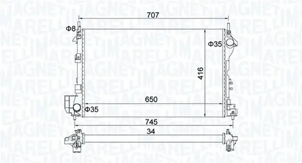 Радиатор охлаждения двигателя magneti marelli 350213195700