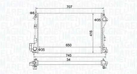 Радиатор охлаждения двигателя magneti marelli 350213195700